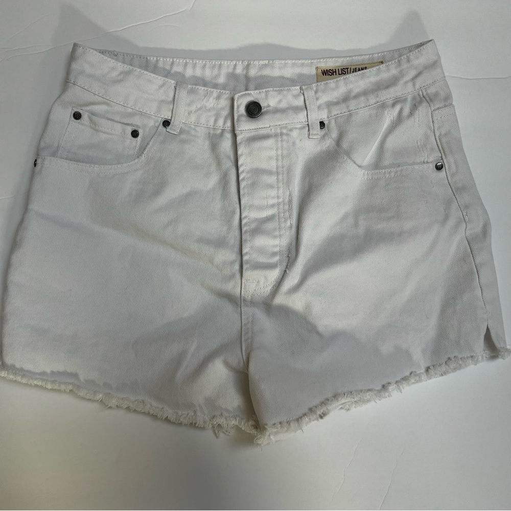 Wishlist Buttonfly Distressed Women's White Jean Shorts